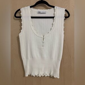 Zara Cream Scalloped Tank Top